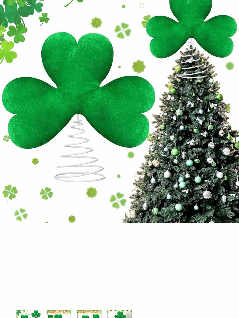 Green Shamrock Tree Topper for Holiday Decor